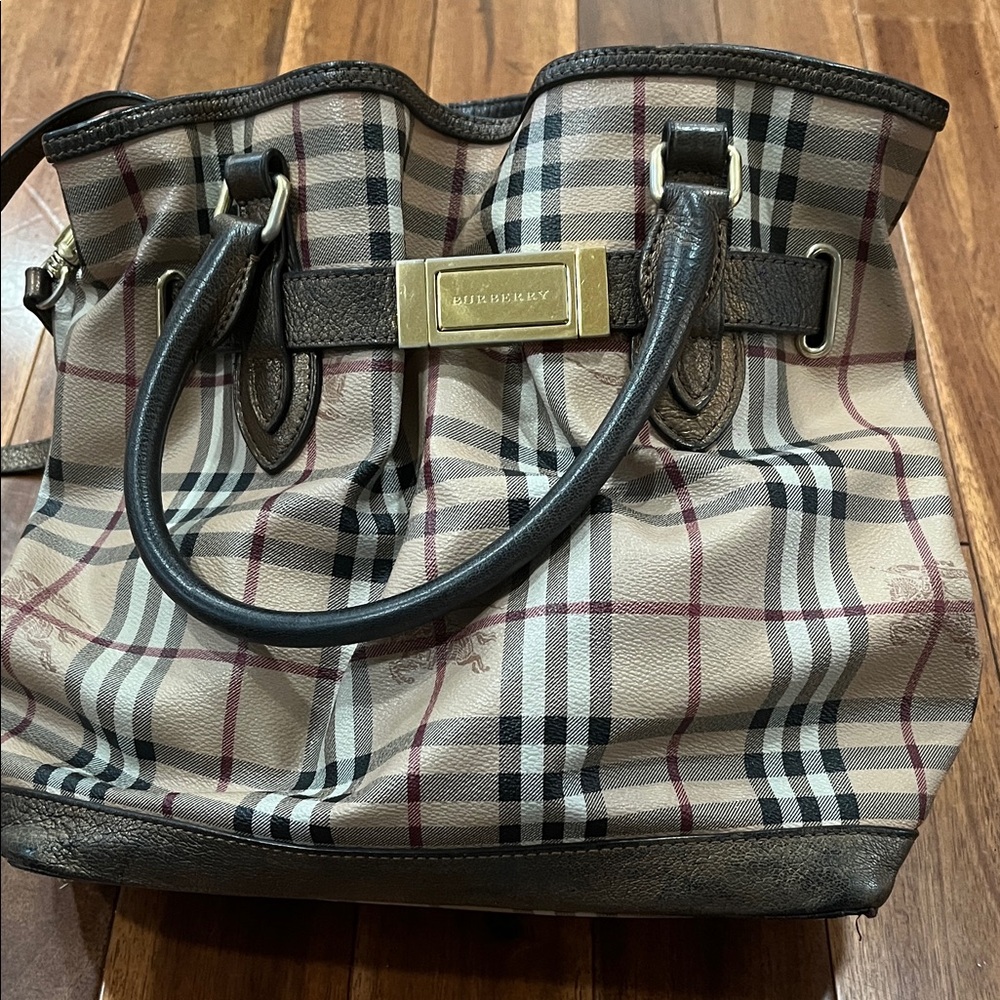 Burberry Plaid Tote Bag - Black, Cream, and Red